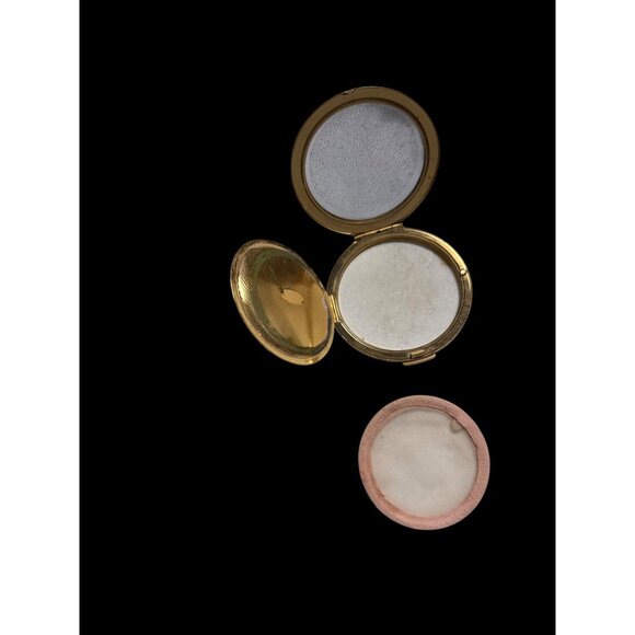 Vintage Stratton Made in England Floral Powder Compact With Mirror Gold Tone - Picture 6 of 8